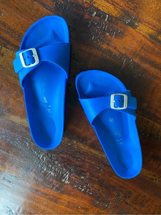 Birkenstock Shoes - Birkenstock Madrid EVA slide sandals vibrant blue L7 M5 beach pool